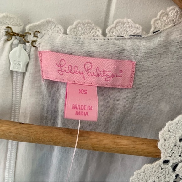 NEW Lilly Pulitzer Brooke Tunic Dress Hippy Hippy Shake Embroidered Pattern Blue - Picture 3 of 9